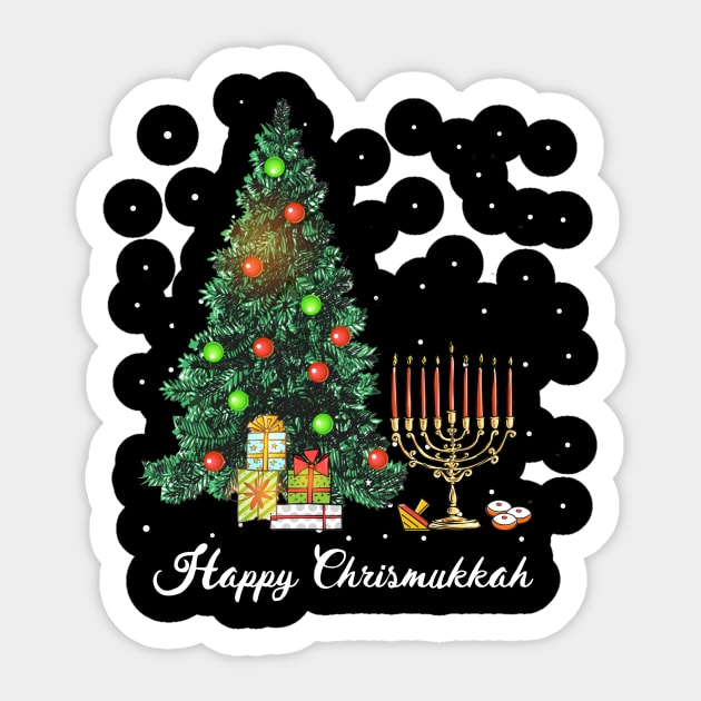 Happy Chrismukkah Funny Hanukkah and Christmas Sticker by TeeSky